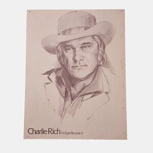 Charlie Rich / Charly McClain Vintage 1976 Boegel Sketch Art Promo Poster 17x22